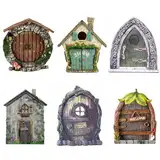 Sileduove 6PCS Garten Feentür Wichteltür Miniatur Elfentür Fee Tür Garten Gnome Hof Kunst Skulptur Hause Dekoration