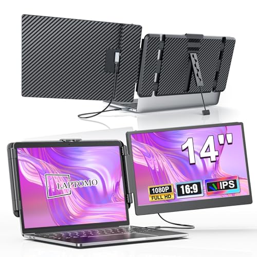 Laptop Screen Extender, 14" Dual Laptop Bildschirm Erweiterung, Portable Monitor, Tragbarer Monitor, HDMI/USB-A/Type-C Plug and Play für Windows, Mac, Chrome, Android mit 13.3"-16.5" Laptops