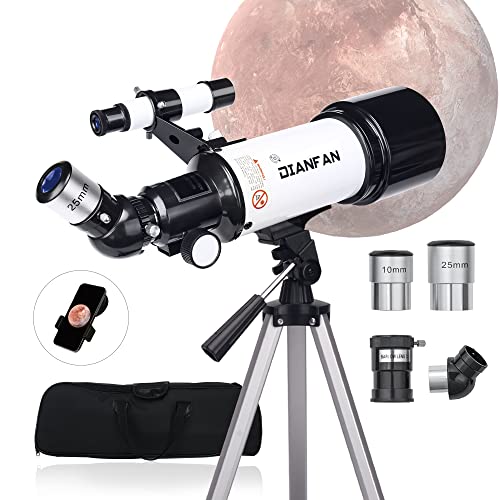 Teleskop Astronomie,Teleskope für Erwachsene, 70mm Blende Refraktor Teleskop für Kinder und Einsteiger mit Telefon Adapter, AZ Montierung und Stativ zur Beobachtung von Planeten und Mond