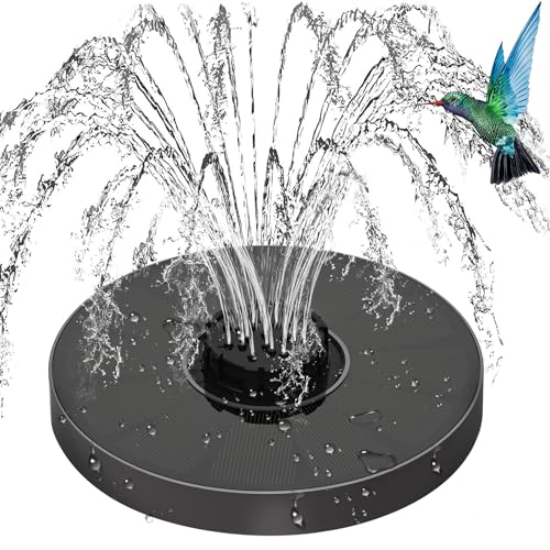 Solar Springbrunnen,〖Innovative 4-in-1 Düse〗Solar Teichpumpe Vogeltränke Springbrunnen, 1.8W Springbrunnen Solar Einstellbare Sprühhöhe, flächendeckende Solarpanels, Teich, Pool, Aquarium und Garte