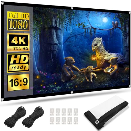 Leinwand Beamer 84 Zoll,HOPFROG Front und Rückprojektion Leinwand Faltbarer 16: 9 HD 4K Projector Screen Wall Mount Projektor Canvas Tragbare für Heimkino Camping
