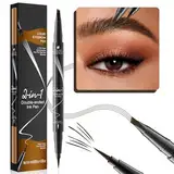 Augenbrauenstift härchenzeichnung Wasserfest, 4 Gabelspitze 2-in-1 Dual-Ended Microblading Augenbrauenstift, Wischfest Eyebrow Pencil Kann Leicht Natürliche Augenbrauenfarbe (Dunkelbraun)