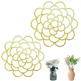 2 Stück Blumenarrangement-Halter,blütenförmige Blumengitter,Wiederverwendbarer Blumen Blumengitter Werkzeug,Zum Befestigen von Pflanzen,Blumenarrangements,Vasenpflanzen(Gold,4Zoll+6Zoll)