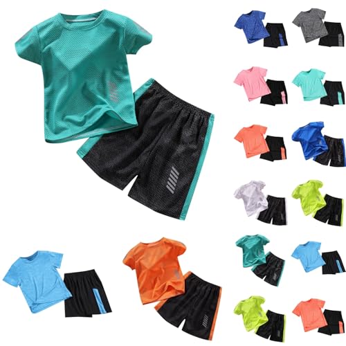 Generisch Trainingsanzug Kinder Sommer Jogginganzug Schnelltrocknend Sportanzug Kurz Sport T-Shirt und Shorts Set Sportkleidung Tracksuit Activewear für Jungen 2-11 Jahre