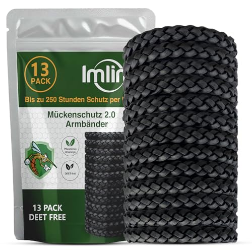 Mückenschutz Armband (13 Stück aus Leder) Anti Mückenarmband für Camping – DEET-freier Schutz gegen Mücken für Erwachsene