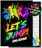 12x Jump Party EINLADUNGSKARTEN KINDERGEBURTSTAG Junge Mädchen - die JUMP-PARTY Karten sind die Trampolin EINLADUNG für Jungen Mädchen Kinder GEBURTSTAG Einladung Jump House HÜPFBURG KINDERPARTY