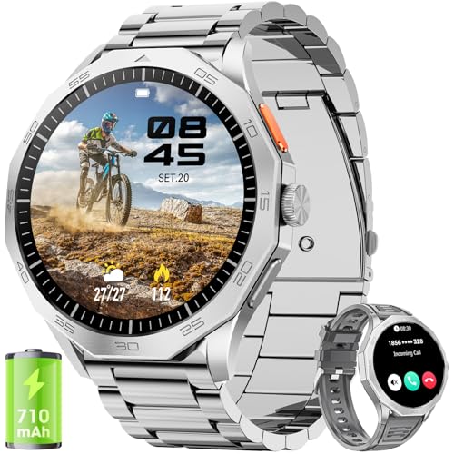 Mingtawn Smartwatch Herren 1,85" HD Ultra Screen Touchscreen 710mAh Akku Smart Watch Herren für Android iOS (Bluetooth Anrufannahme/Anrufe) Fitness-Tracker mit 100+ Sportarten