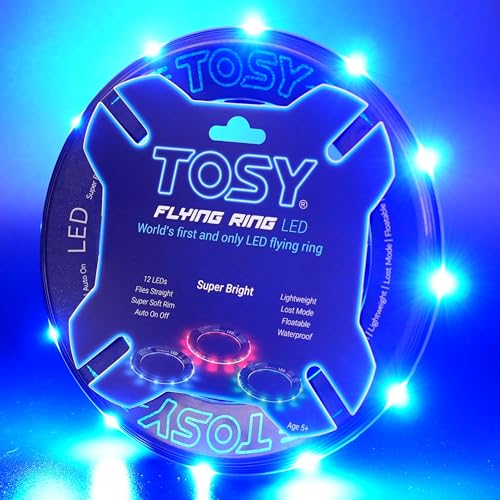 TOSY Fliegender Ring – 16 Millionen RGB-Farben oder 12 LEDs, hell, automatisches Aufleuchten, sicher, wasserdicht, leichtes Frisbee, Geschenk zum Geburtstag, draußen/drinnen für Jungen/Mädchen/Kinder