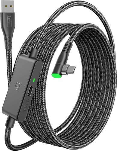 INIU Link Kabel mit Ladeanschluss [5m], Kompatibel mit Oculus Meta Quest 3/Quest 2/1/Quest Pro und Pico 4/PC Steam VR Zubehör, High Speed 2.5Gbs USB C Datenkabel PC zu PC für VR Headset Accessories.