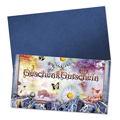 GESCHENKGUTSCHEINcom by POS-HAUER. Gutschein-Set. 50x Gutschein + Kuvert. Für Mode Modegeschäfte Modehandel Schneidereien, blanko zum selber Ausfüllen.