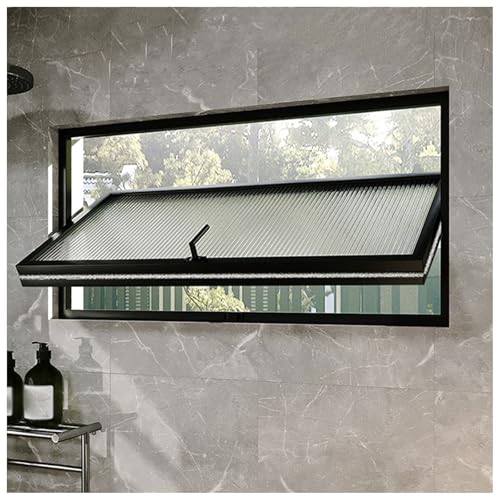 bacedifo W 31,5 x H 15,7 „ Kellerfenster, Aluminium-Drehfenster mit Hartglas, Badezimmerfenster, Fensteraustausch für Häuser, für Hütten und Spielzimmer, schwarz