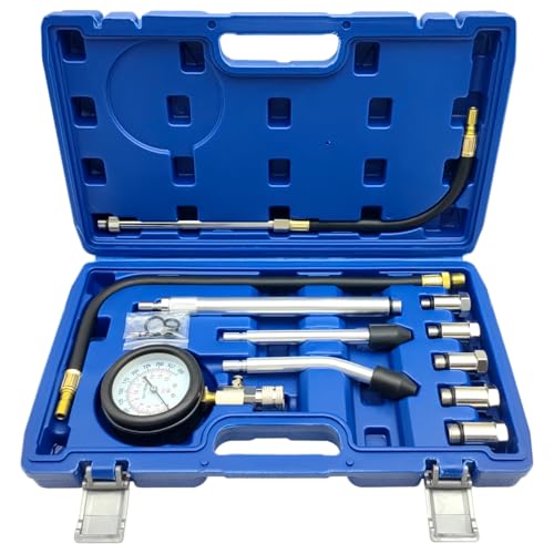 ZKTOOL 11 Stück Auto Kompressionstester-Satz für Benzinmotor 0-300 PSI / 0-20 Bar, Kfz Benzin Motor Kompressionsprüfer, Benzinmotoren Zylinder Kompressionsmessgerät, Zylinderdruck Kompressionsmesser
