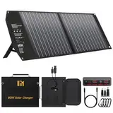 Mesuvida 60W Solarpanel Faltbar mit 5 Anschlüssen, 18V MC4 höhere Leistung / 12V DC/QC 3.0 USB-A und USB-C (PD 45W) Solar Ladegerät, USB Solarpanel mit Ständern, Tragbare Solarpanels für Camping