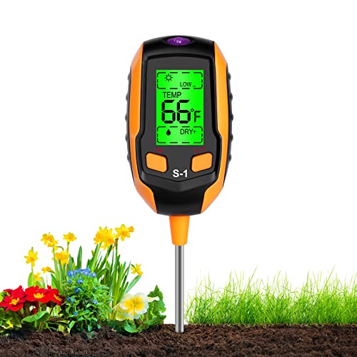 flintronic 4 in 1 Bodentester, Boden-pH-Meter, für Bodenfeuchtigkeit/pH-Tester/Sonnenlicht/Licht, Feuchtigkeitsmesser, für Pflanzenerde, Garten, Bauernhof, Rasen, Gemüsegarten