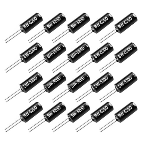 20 Stück FONGKNOX Elektronischer Vibrationssensor SW-520D Kugelschalter Neigungssensorschalter 11,5 x 5,2 mm für kleine Haushaltsgeräte Sportgeräte Schwarz