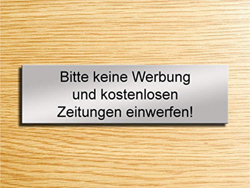 Gravola Briefkastenschild - Bitte Keine Werbung & Zeitung einwerfen! (Silber)