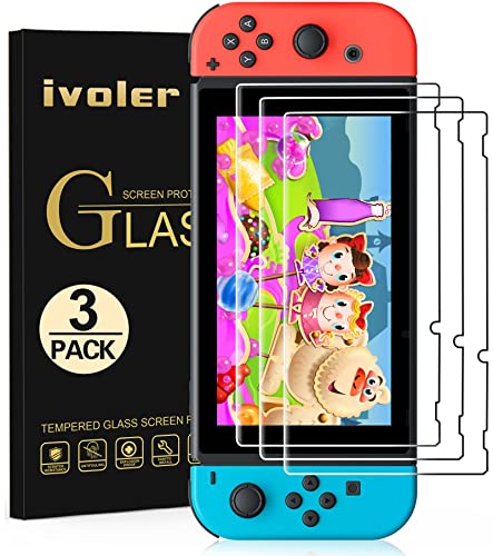 ivoler [3 Stücke Panzerglas für Nintendo Switch, Schutzfolie Folie Displayschutzfolie für Nintendo Switch [Anti Kratzer][Bläschenfrei][HD Clear]