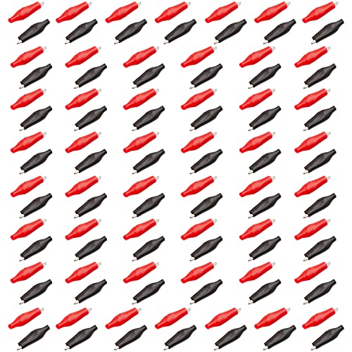 AZ Delivery 100 x Krokodilklemmen 28mm Elektroklemme Sonde Messgerät Kunststoff boot Alligator Clips Schutzisolierung Abdeckung G98 in Rot und Schwarz