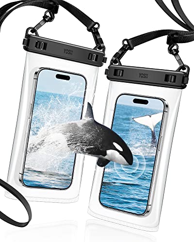 YOSH TPU wasserdichte Handyhülle [Verbessertes Crossbody Design] [2 Stück], 7,5 Zoll IPX8 Unterwasser Handyhülle, Handy Wasserschutzhülle für iPhone 15 14 13 12 11 Pro Max Samsung S24 S23 S22 Ultra