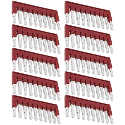 EMSea 10 Stück FBS 10-5 Steckkontaktbrücke 3030213 Vierkantbrücke FBS Querbrücke für UT ST Steckklemme Mittelquerbrücken Rot