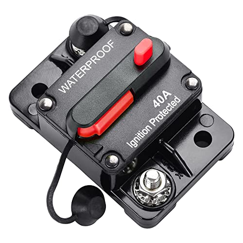 Gebildet 40A Sicherungsautomat mit Manueller Rückstellung, Wasserdichter Inline-Sicherungswechselrichter für Marine Trolling Motoren Boot ATV Manuelle Stromversorgung 12V-42VDC (40A)