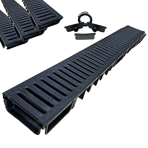 Befahrbare Wasserrinne aus PP-PE mit Gitter PP-PE 125 x 50 cm, Regenwasserablauf, ideal für den Untergrund, Garagen und Höfe (125 x 50 cm, 3 Stück, Gitter PP-PE)