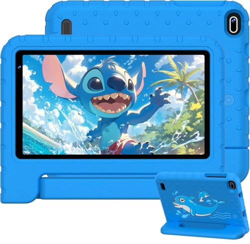 Biegedy Android 14 Tablet, 7 Zoll, 10GB RAM + 64GB ROM/TF 512GB, Octa-Core 1.8GHz | Kinder Pädagogisch | Elterliche Kontrolle | 5G WLAN | Dual Kamera | BT 5.0, Mit Holster Blau