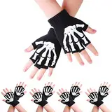 IQYU Handschuhe Kinder 6 5 2/5 Handschuh mit fingerlosen Miesen die paar glow Dark-Skelett-Handschuh für mit gestricktem Licht Kinder Handschuhe 4-5 Jahre (Black3, One Size)