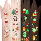 Leuchtend Weihnachten Tattoo Kinder, 120 Stück Leuchten im Dunkeln Weihnachtsdeko Weihnachten Temporäre Tattoo Aufkleber für Jungen Mädchen, Weihnachten Party Favors Kinder Weihnachtsgeschenke Kinder