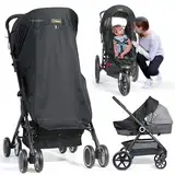 Orzbow Sonnensegel Kinderwagen UV Schutz 50+,Sonnenschutz Kinderwagen Buggy Universal mit Sichtfenster,Sonnenverdeck Kinderwagen Atmungsaktiv Reißfester mit Lycra-Gewebe,Blockiert 99% der UV,Schwarz