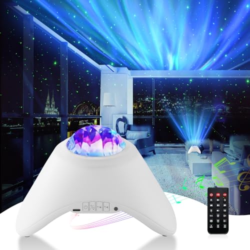 LED Sternenhimmel Projektor Kinder & Erwachsene,Galaxie Projektor Nachtlicht,Nordlicht Galaxy Projektor mit Bluetooth Lautsprechern und Weißem Rauschen,Schlafzimmer Decke Sternenprojektor Lampe