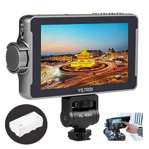 VILTROX DC-550 PRO Touchscreen Kamera Video Monitor, 5,5 Zoll 1200nits 4K HDMI In/Out Video Field Monitor Kit mit Akku - On-Camera Touchscreen Monitor, 3D LUT, 1920X1080