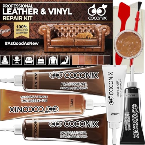 Coconix Braunes Leder Reparatursätze Für Sofas - Vinyl & Polster Reparatursatz Für Autositze, Sofa & Möbel - Liquid Scratch Filler Formula