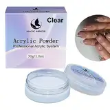 MAGIC ARMOR Acrylic powder für Nägel 30g Acrylpulver Leicht zu formen Nicht vergilbungsformel Professionelles Acrylpulver für die Verlängerung von Acryl nägel für Zuhause und Salon (Clear)