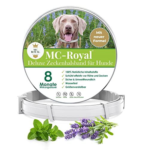 MC-Royal® Deluxe Zeckenhalsband für Hunde - 100% natürliche Inhaltsstoffe - bis zu 8 Monate zuverlässiger Zeckenschutz