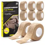 AnjoCare selbstklebende Bandage Wrap(8 Pack),atmungsaktive Verband, kohäsive Bandage für Erste Hilfe, Sportverletzungen, Handgelenk Verstauchungen Schutz, Vet für Hunde,(2.5CM X 4.5M)