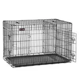Feandrea Hundekäfig, Hundebox, zusammenklappbar, transportabel, 2 Türen, 122 x 74,5 x 80,5 cm, schwarz PPD48BK