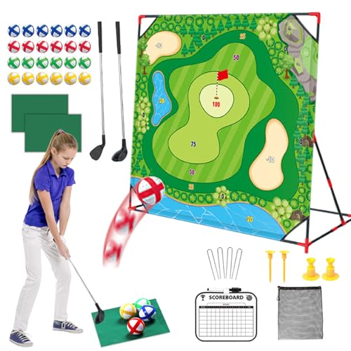 Battle-Golf-Set, Outdoor Golfspiele Spielgerät Für Kinder, Indoor Outdoor-Golfspiele Für Erwachsene, Familienkinder, Abschlagmatte, Wand Für Wohnaktivitäten Mit Putting-Übungsspielzeug Und Schwungtrai
