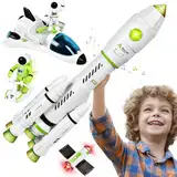 Herenear Space Raketen Spielzeug für Kinder, Space Shuttle Modell für 3 6 8 9 Jahre Kinder, Space Mission Raumschiff Spielzeug, STEM Luft Raumfahrt Raketenwerfer, 5-in-1 Lernspielzeug mit Motorroller