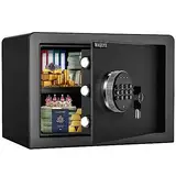 WASJOYE 16.9L Tresor Safe mit Zahlenschloss, mit Schlüssel Elektronischem Möbeltresor, Digital Geldkassette für Zuhause, Geschäft, Büro, Hotel, Geld, Dokumente, Schmuck, Reisepass (40 * 38 * 31cm)