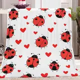 Kuscheldecken 130 x 150 cm Weich Decke,Flanelldecke Rote Lichtfarbe, Sofadecke Für Kinder Erwachsene, Süß Marienkäfer Druck Decken 3D-Digitaldruck Decke Für Schlafzimmer