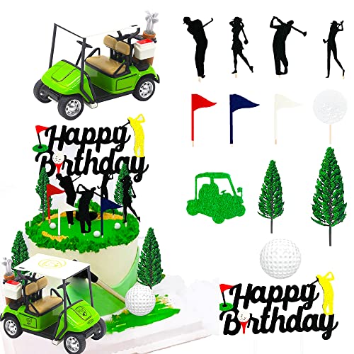 JeVenis Golf Kuchendekoration mit Überschrift für den grünen Deko Kuchen Golf Themen Figur Golf Party Zubehör Golf Gastgeschenke Golf Geburtstags Dekoration