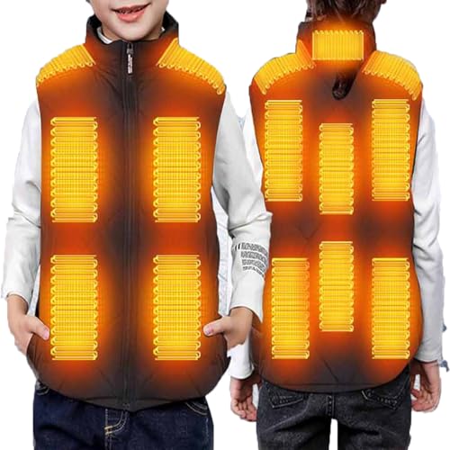 Battnot Beheizbare Weste Elektrisch Beheizte Jacke für Kinder, Beheizte Weste Kinder Weste USB Elektrische Heizung Steppweste Winter Warme Weste Heizweste füR Outdoor Camping Wanderung Wärmende Gilet