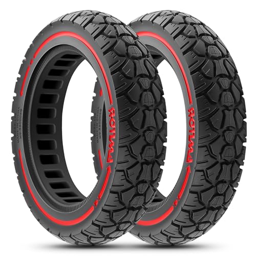 Amitor 9.5 Zoll Vollgummireifen E Scooter, 9.5x2.125 E Scooter Offroad Reifen Vollgummi mit Pannensichere, 9,5 Zoll E Roller Honeycomb Vollreifen mit Antirutsch & Abriebfeste (Schlitz 36), 2PCS