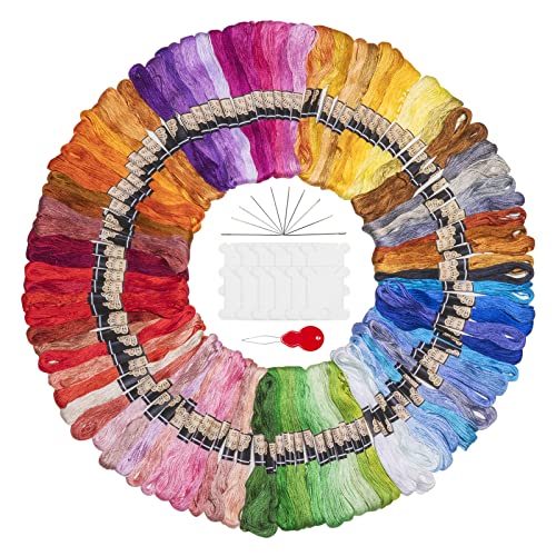 Noa Home Deco Stickgarn Embroidery Floss Multifarben Weicher Polyester Perfekt für Bracelets Stickerei Basteln Crafts Set Arts Kreuzstich, 8m, 6fädig, Threads Nähgarne Häkeln (100 Farben)