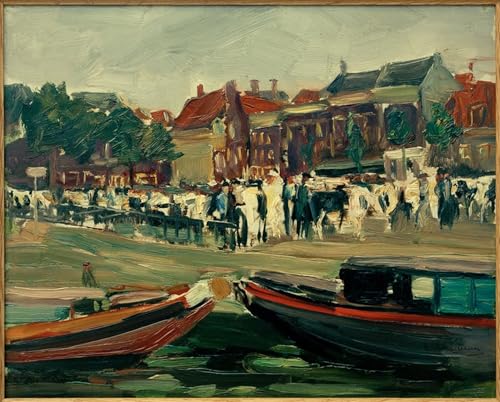 PMEFGJDPE Bekannt Leinwand Wandkunst Malerei Wandkunst Mliebermann Rindermarkt in Leyden von Max Liebermann Mode Leinwand Malerei für Office Home Decor 60x90cm