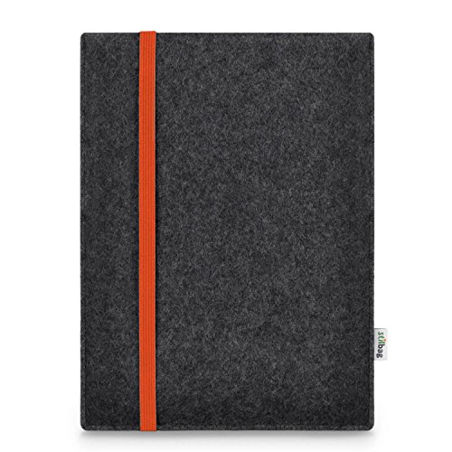 Stilbag maßgeschneiderte Tablet-Hülle LEON | Farbe: anthrazit-orange | Tablettasche aus Filz | Tablet Schutzhülle | Tasche Made in Germany