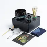 TEANAGOO Matcha Set mit Aufbewahrungsbox, 10-teiliges Matcha Tee Set, Keramik Matcha Schale (510ml/18oz), Bambus Schneebesen (百本立), Schaufel, Sieb, Schneebesenhalter, WN4, Juware Grün