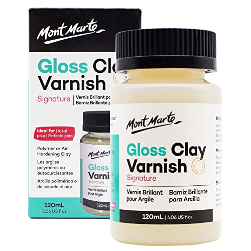 Mont Marte Glanzlack für Modelliermasse – 120ml – Firnis für Polymer Clay und lufthärtenden Ton – Farbloser Varnish mit schimmerndem Effekt für Töpferei