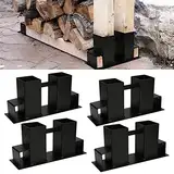 Jopassy 4er Set Holzstapelhilfe, Stabile Brennholz Stapelhilfe, Feuerverzinkt Holzstapelhalter, kaminholz stapelhilfe, Verstellbare Holzstapelhilfe, DIY Holzunterstand für Kanthölzer,schwarz